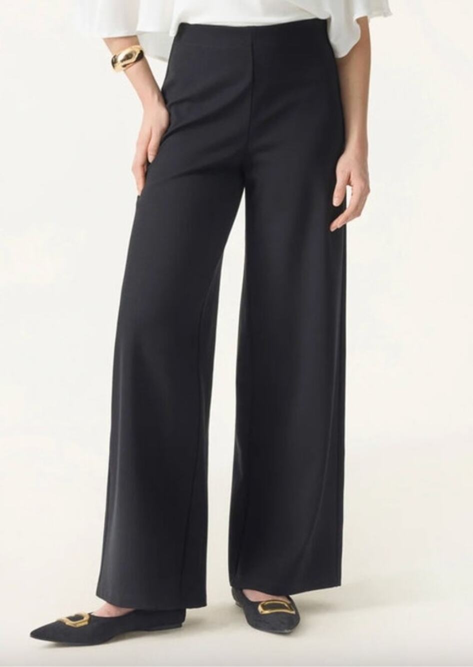 OGL Pants Size XL Deep Navy Blue Ponte High-Rise Wide-Leg Pants Pockets NEW